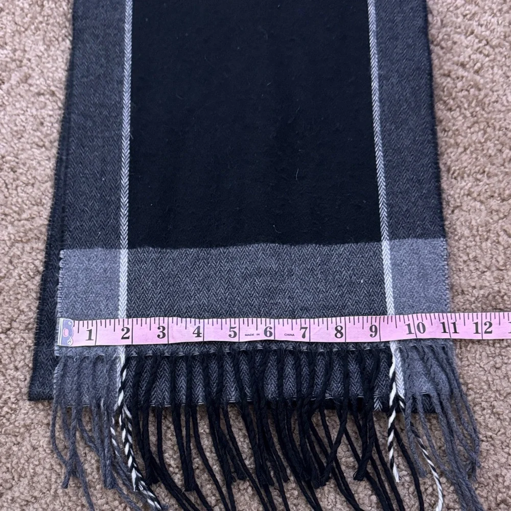 Soft Black and Gray Contemporary Fringed Scarf